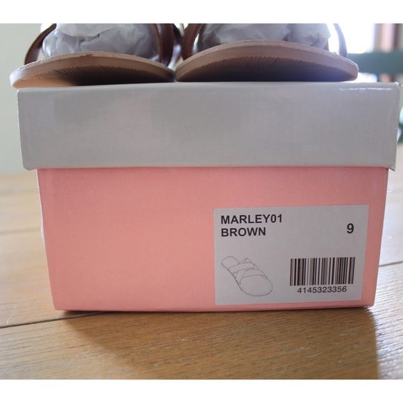 NIB Lucy Avenue Strappy Marley Brown Vegan Leather Backless Sandals Size… - Picture 11 of 12